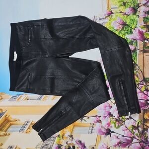 Helmut Lang 100% Lamb Leather Skinny Zippered Ankle Leggings Size 4